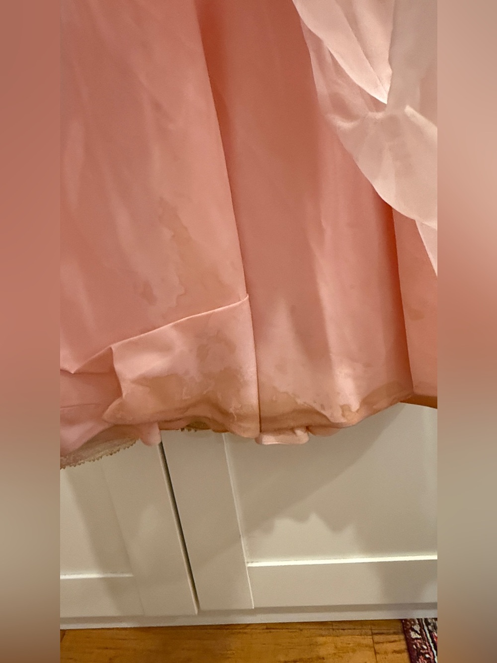 Vintage 1970s Pink Chiffon Prairie Maxi Dress Gown Ribbons Lace Trim XS S Boho - Picture 17 of 17